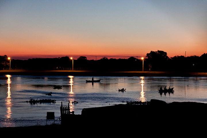 Sunset at the river Paraguay