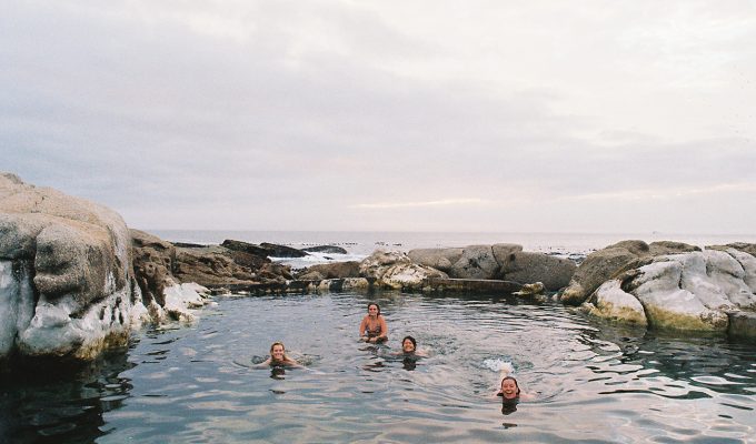 Capturing a sunset dip in some tidal pools.