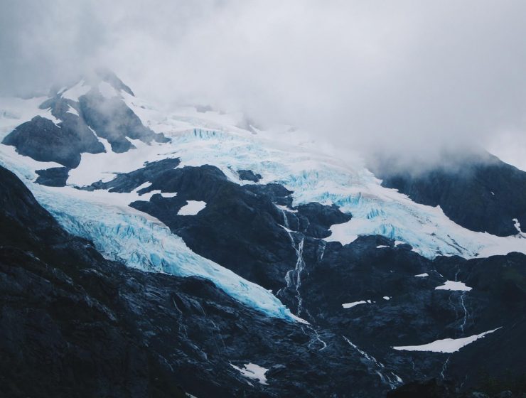 Mid-summer glaciers along the ocean.