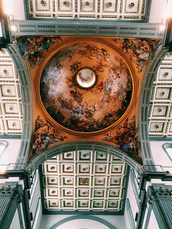 Frescoed ceiling.