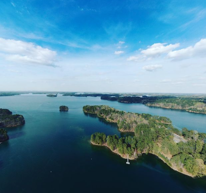 Birds Eye Shot Of Lake Lanier And Islands