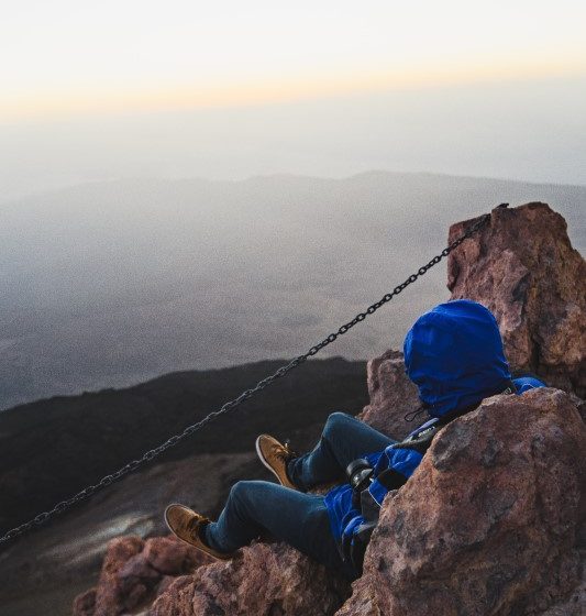 Person on top of Mount Teide