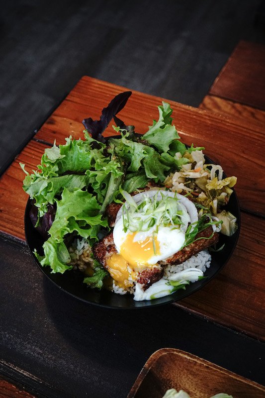 Aburaya ground chicken Loco Moco