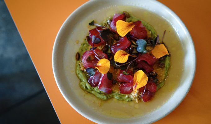 Daytrip halibut crudo with poprocks