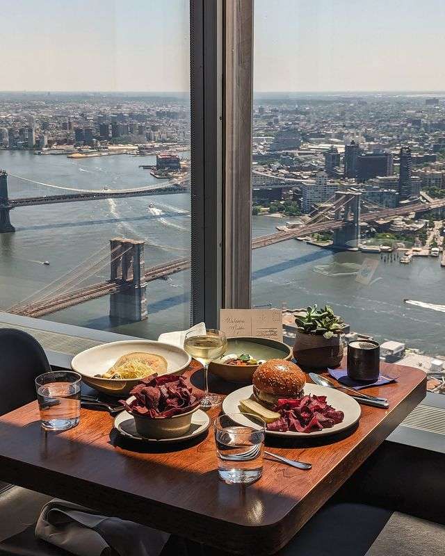 Lunch by the windows at Manhatta RESTAURANTS IN NYC