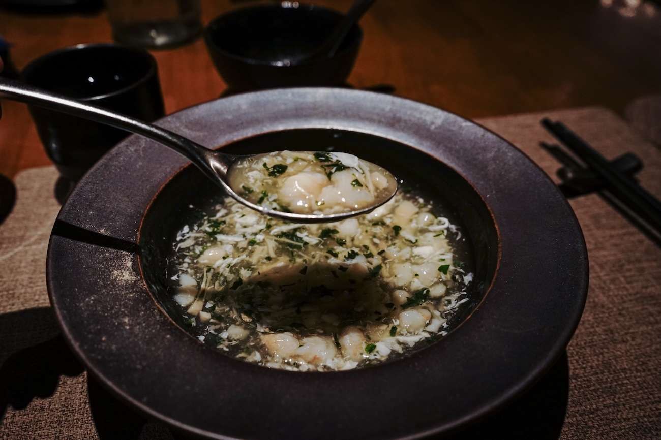 Shrimp scallop egg white soup